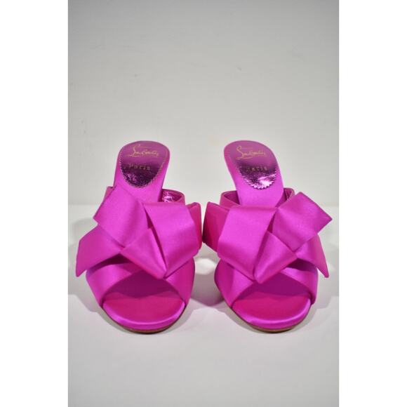 Christian Louboutin Matricia 100 Holly Pink Satin Backless Sandal Heel Pump 36 - Picture 5 of 12